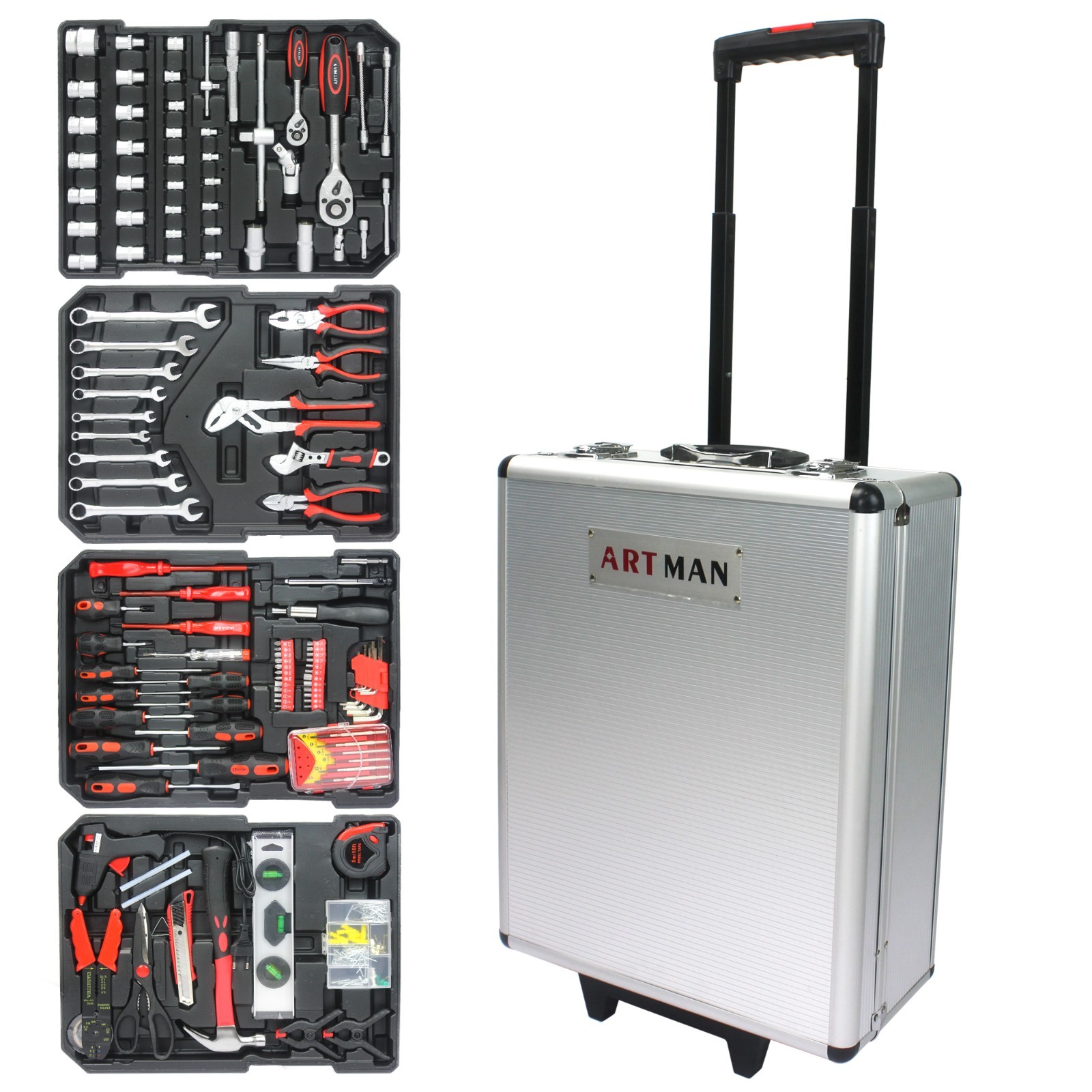 899pcs Home Repair Tool Set Kit Toolbox Storage Case w/4 Drawers for Handyman