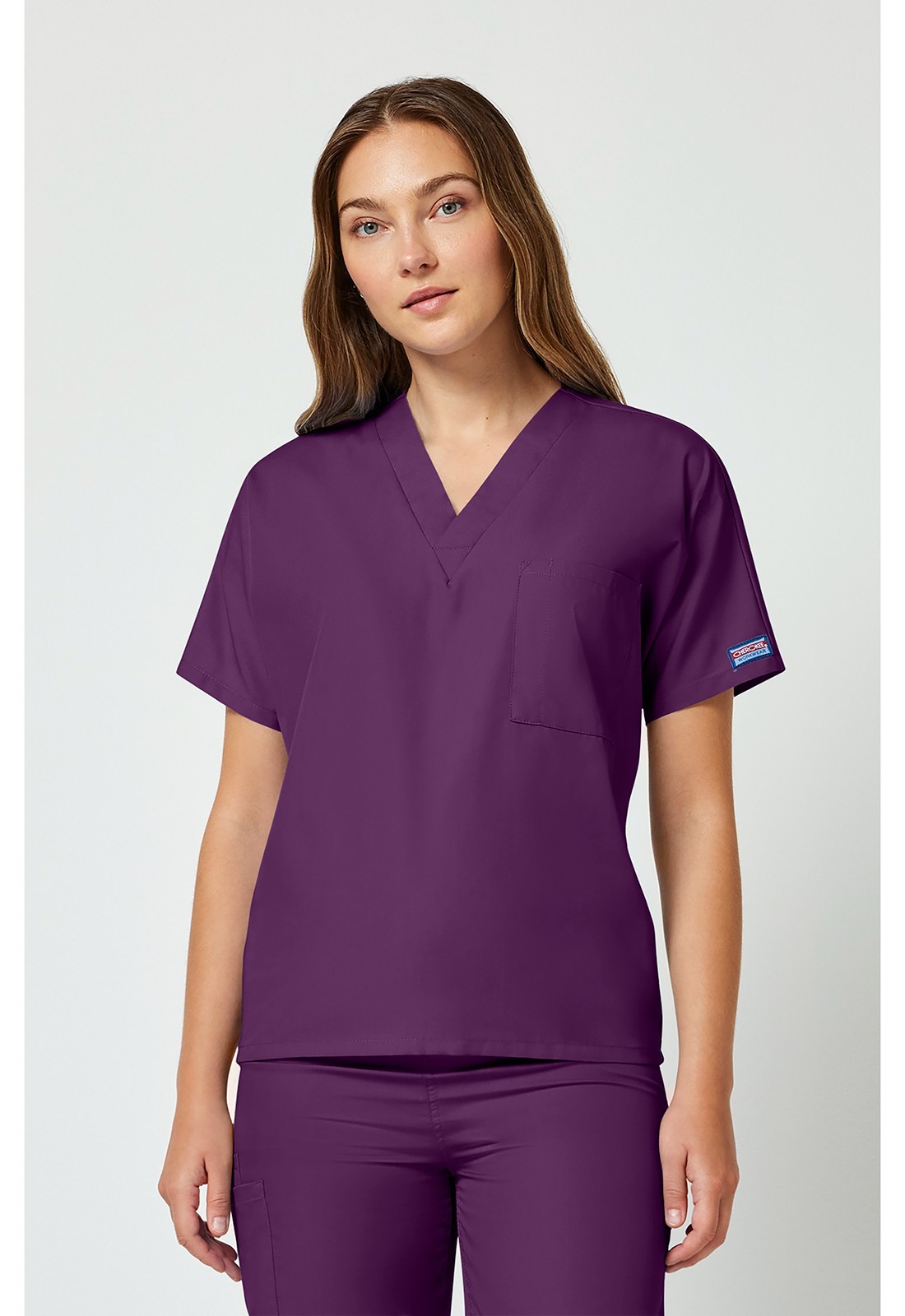 Cherokee Scrubs Unisex Workwear V Neck Scrub Top 4777 Eggplant XS to 5XL