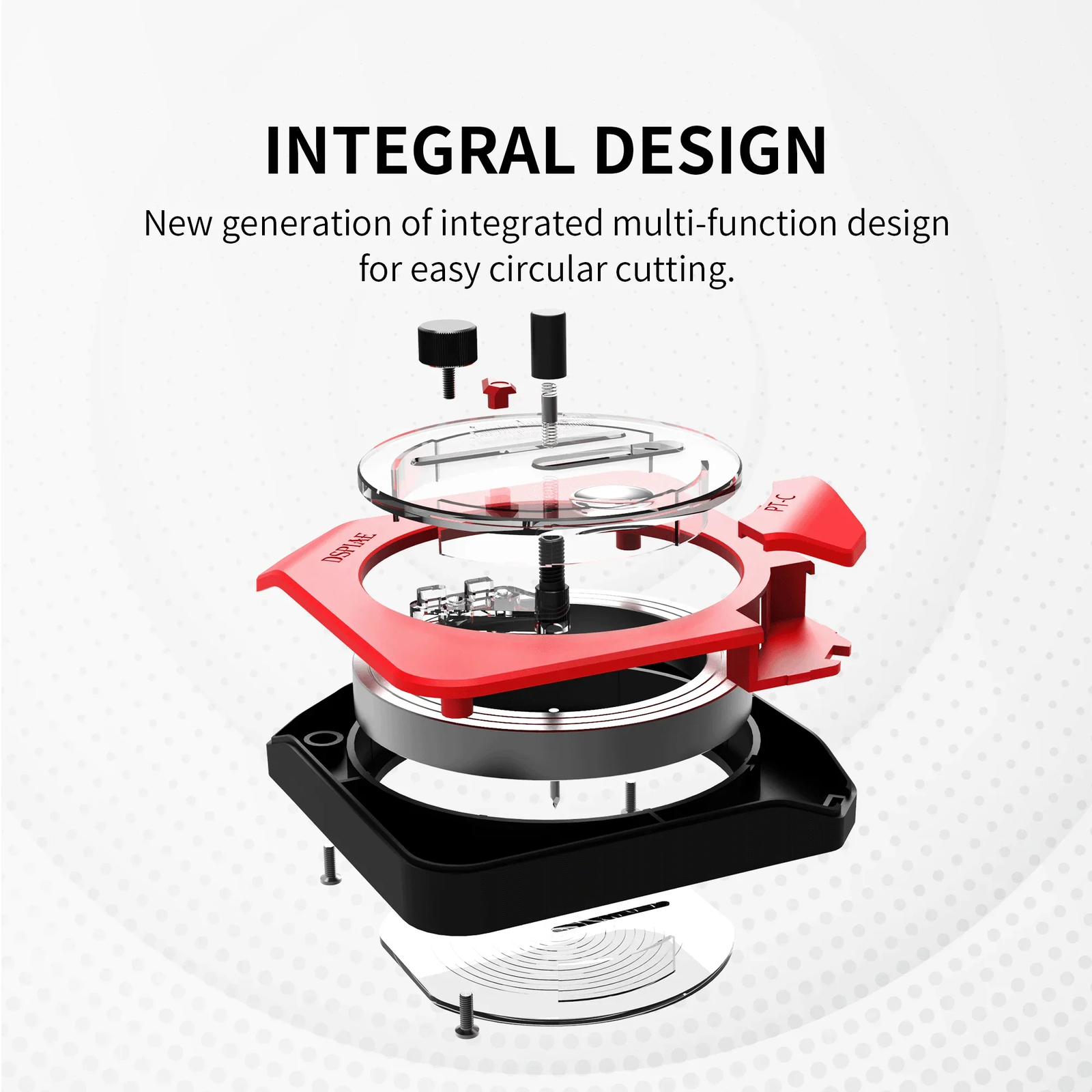 DSPIAE Integral Circular Cutter for 1-50mm Circle with 45° Blade Model Assembly