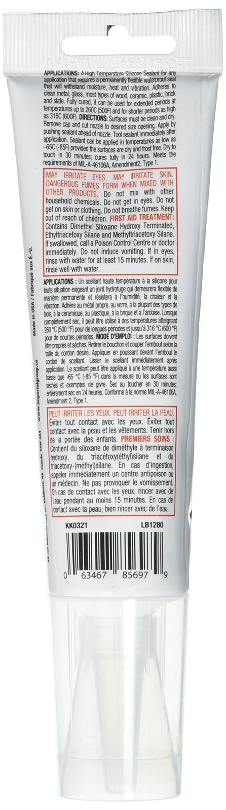 Sealant Silicone 2.7oz Red