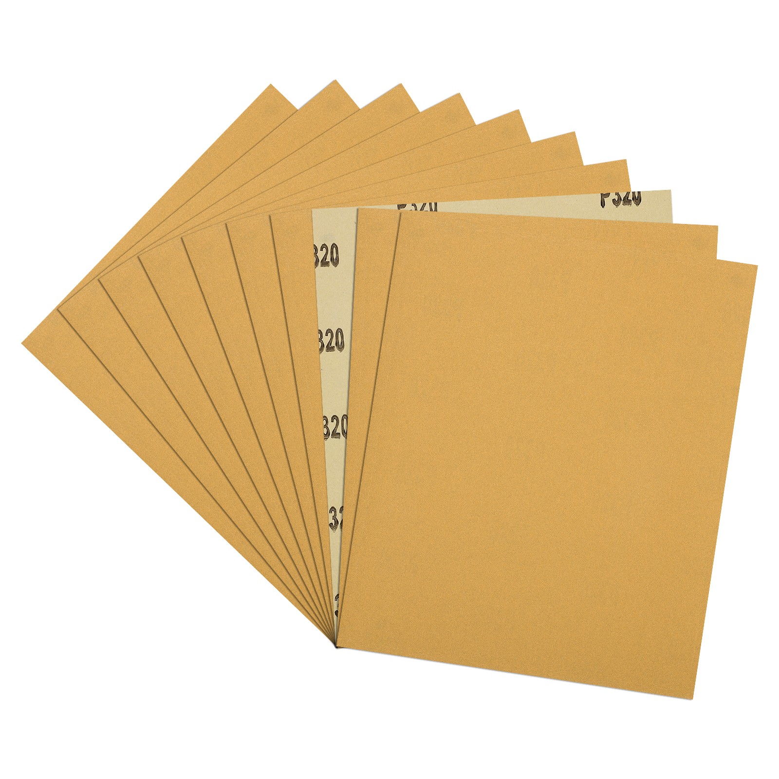Sandpapers (9" x 11"/229mm x 279mm) 10 Sheet, 320 Grit Gold Sand Paper