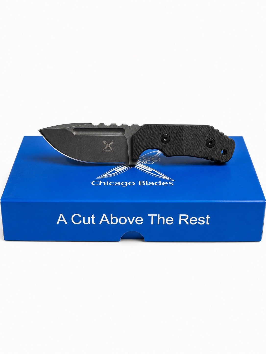 Chicago Blades D2 Fixed Blade Knife 3.5in edge G10, Kydex Sheath Black
