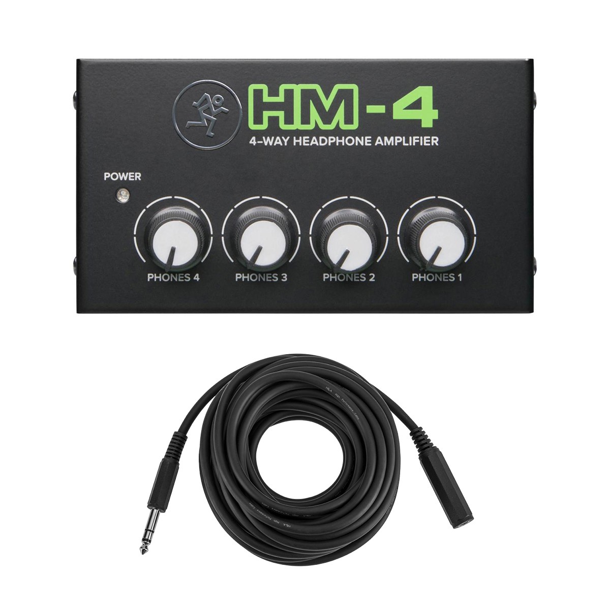 Mackie HM-4 4-Way Headphone Amplifier - With Stereo 1/4" Female Phone to 1/4" Ma