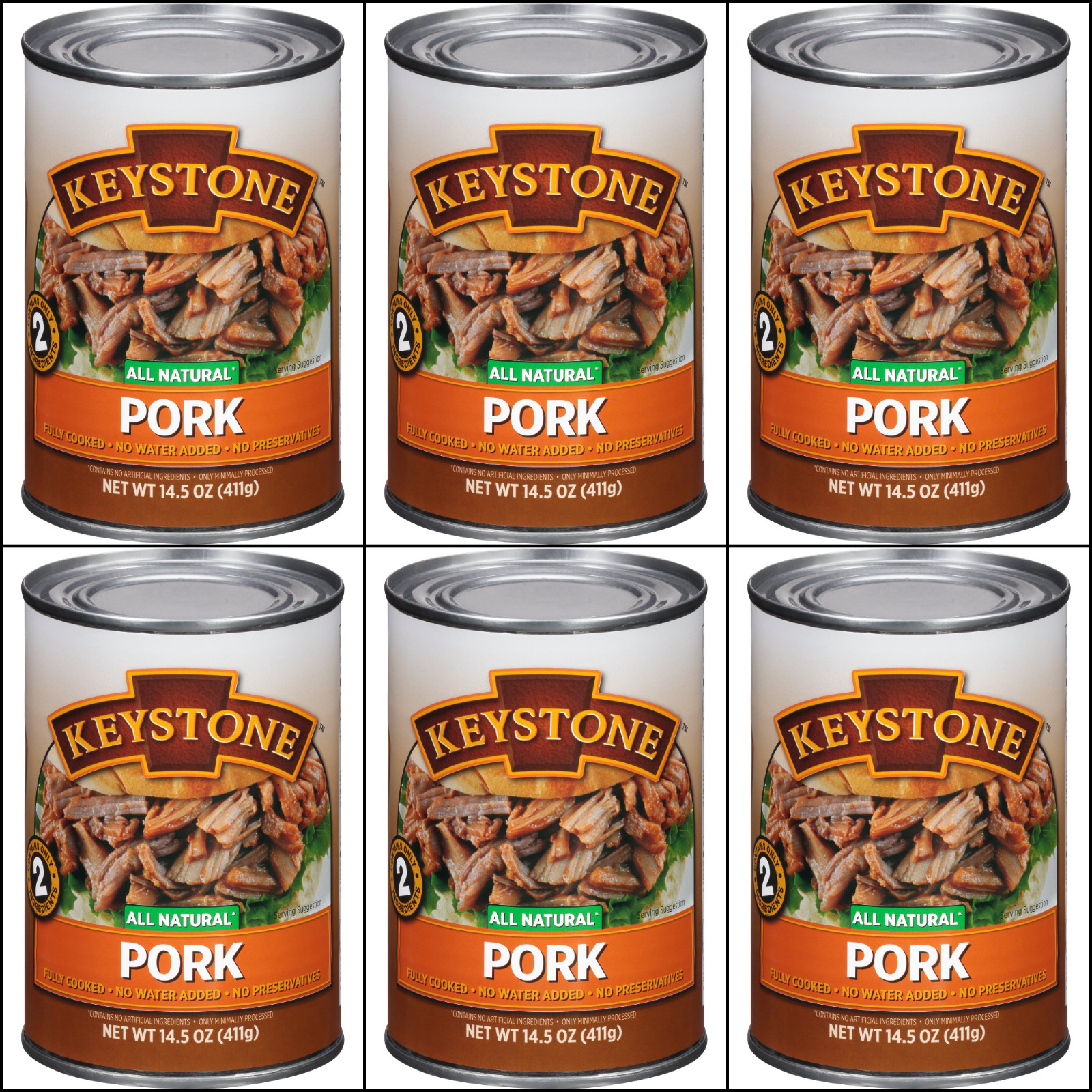 6 Canned Pork, Keystone Meats 🇺🇸USA Made, 14.5 oz Exp 10/2029 Survival Food