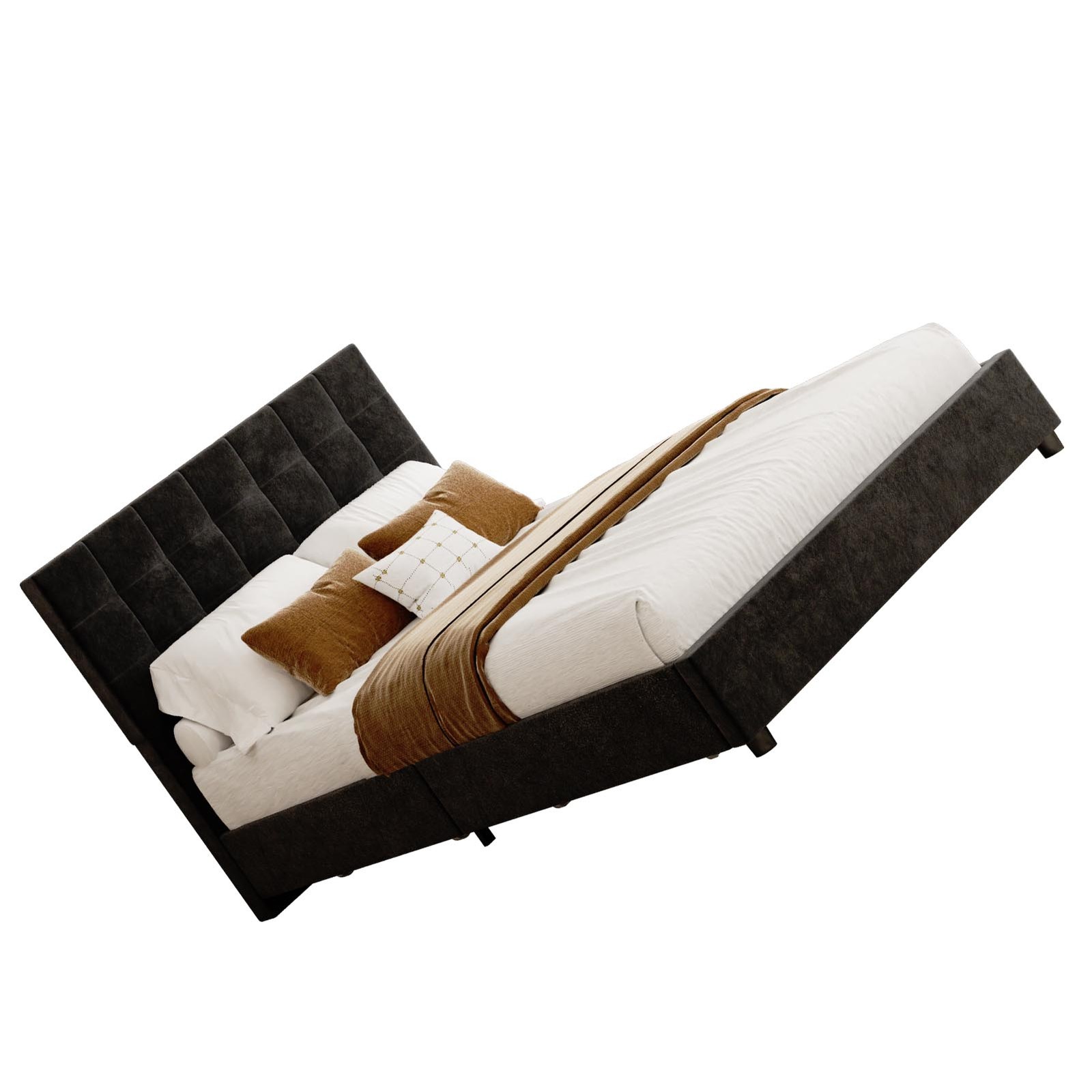 Modern Black Bed Frame Full Platform Bed 4 Storage Drawers Bedroom Furniture