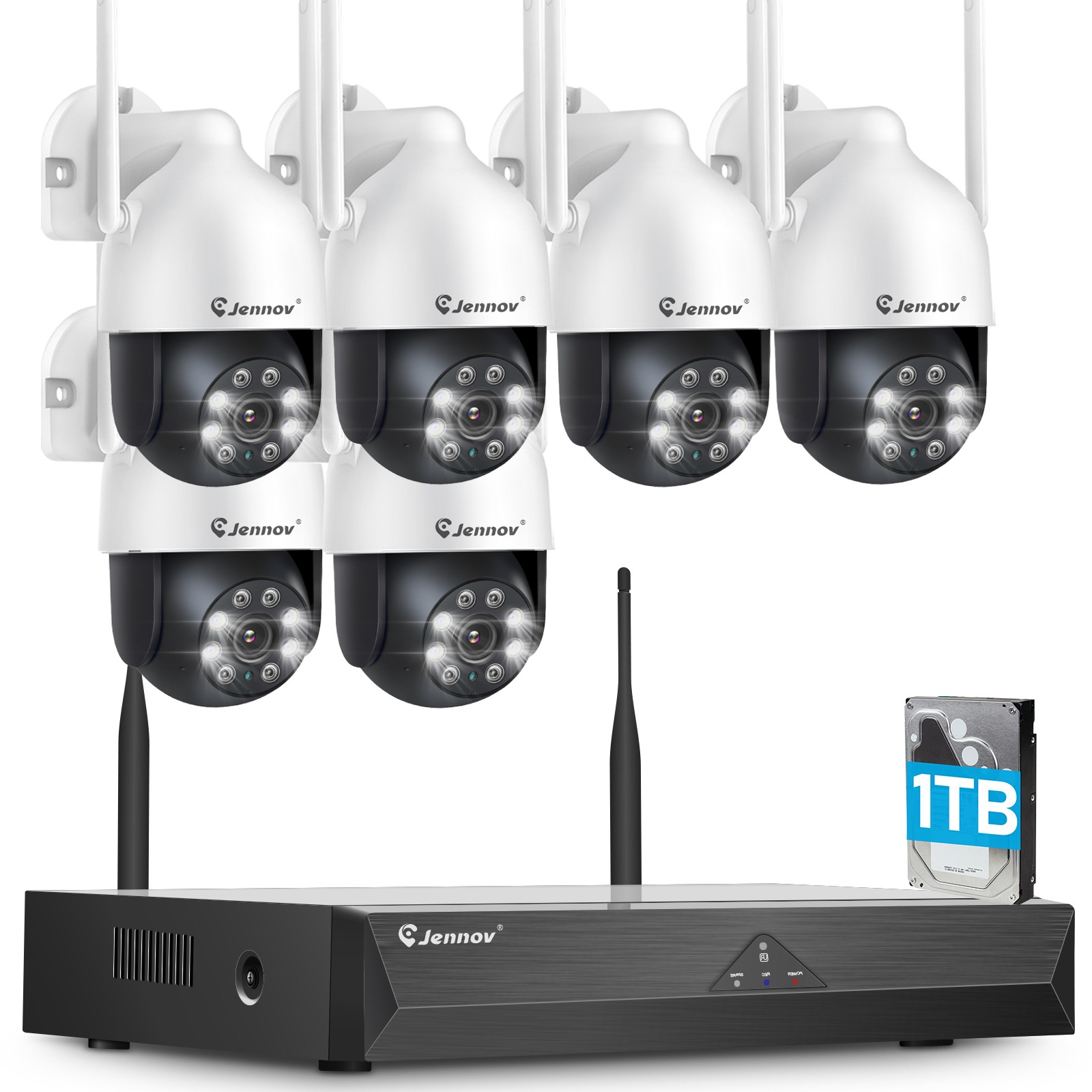 Wireless Security Camera System Outdoor 5MP 10CH NVR Two-Way Audio 1TB HDD