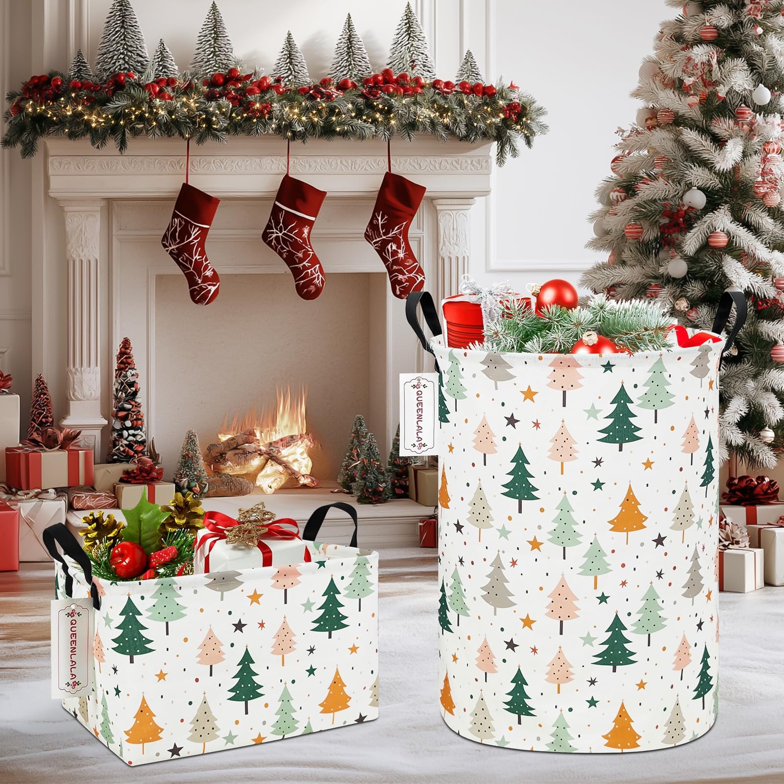 QUEENLALA storage basket, pine tree, 19.7"H