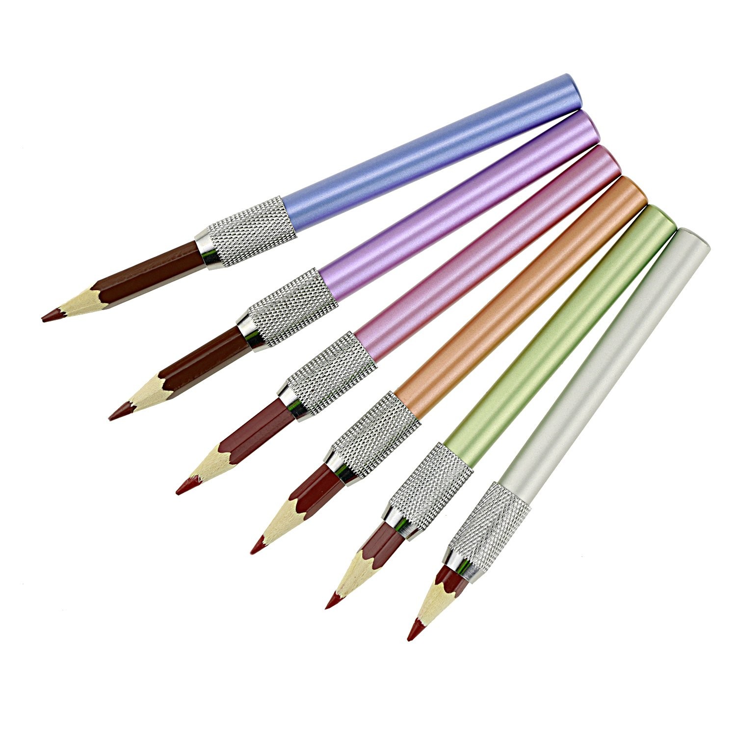 Aluminum Pencil Lengthener Extender Holder for Colored Pencils 6 Pack