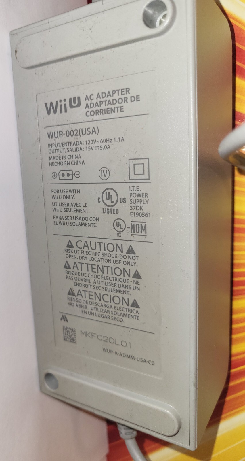 Nintendo Wii U Replacement AC Wall Adapter Power Supply Charger Plug WUP-002