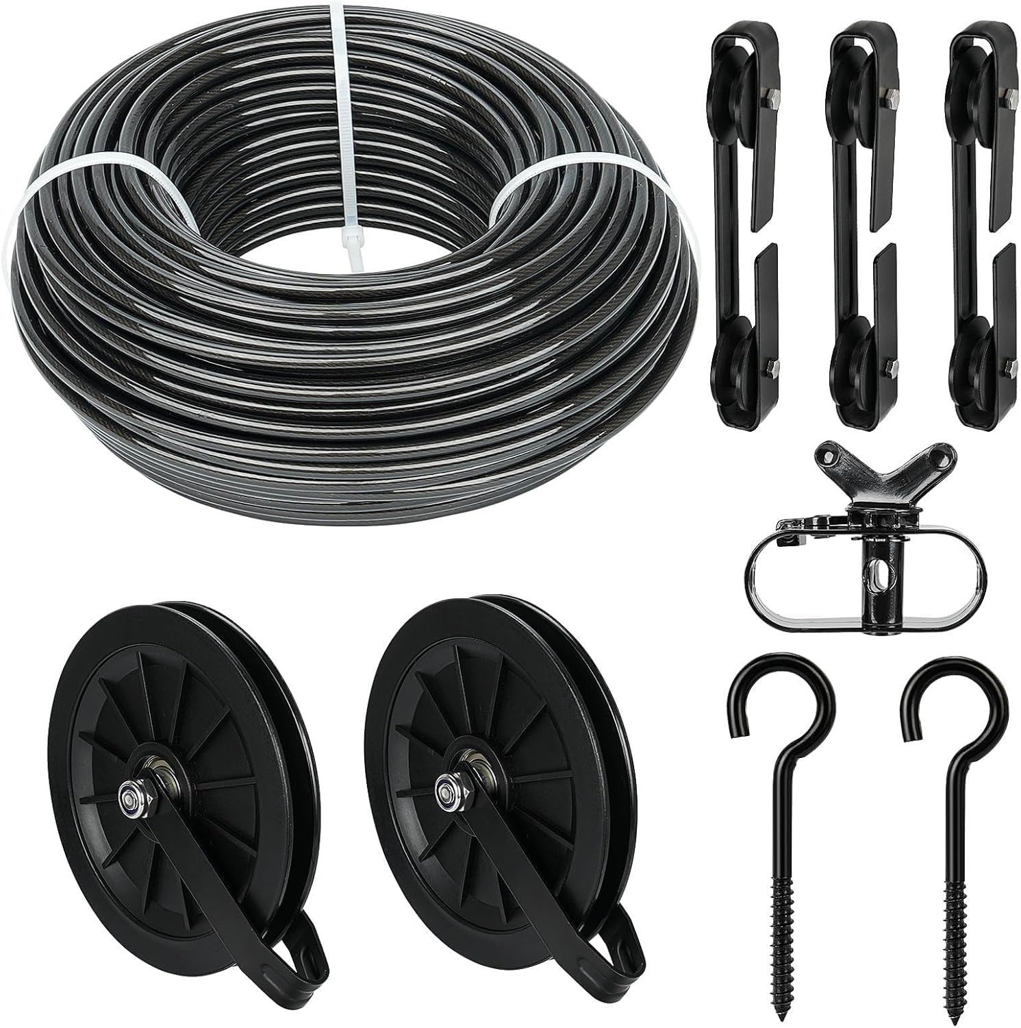 Outdoor Clothesline Kit 150ft Heavy Duty Galvanized Steel Pulley Set