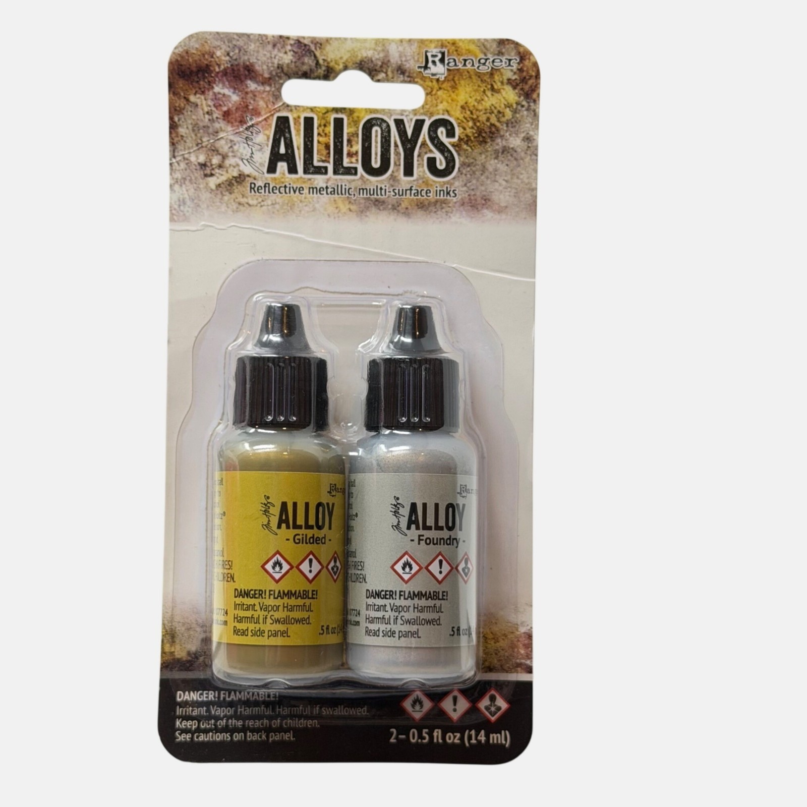 Tim Holtz Ranger Alloys Reflective Metallic Inks Gilded Foundry  0.5 Fl Oz Set