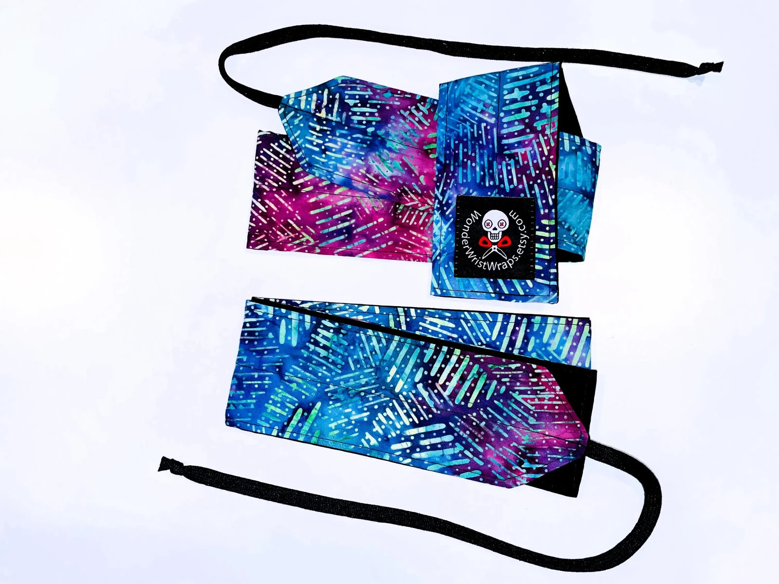 Purple Teal Batik Wrist Wraps for CrossFit, Calisthenics, Gym, Weightlifting