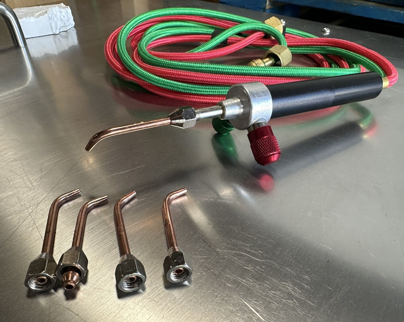 Jewelry Micro Welding Soldering Mini Oxy acetyle Gas Torch Set w/5 Tips & Hoses