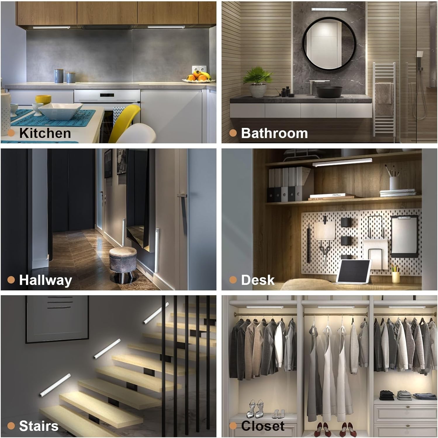 Crisp Daylight White Motion Sensed Closet Lights - 2 Pack, USB-C Rechargeable