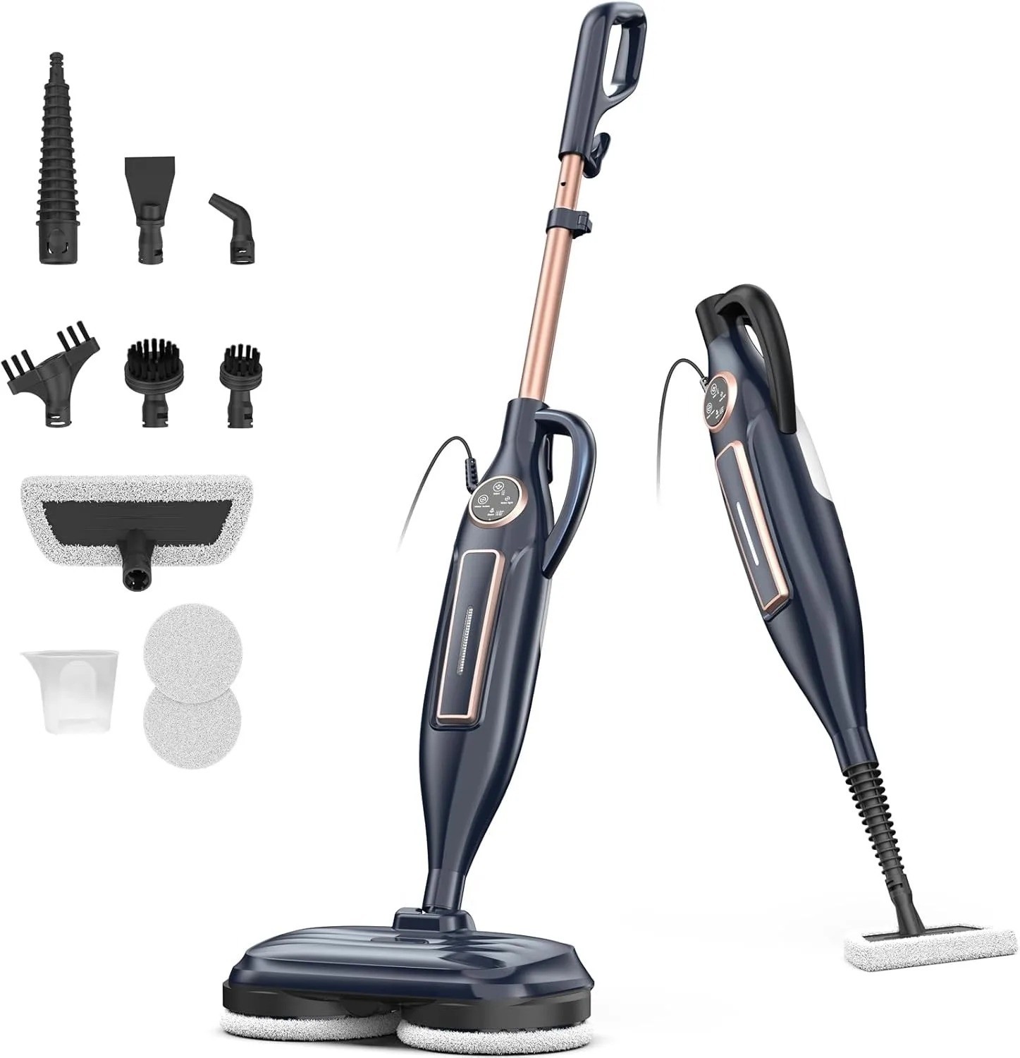 VM6 Scrubbing Steam Mop with Rotating Mop Pads, 10 in 1 Steam Mop, Lightweight