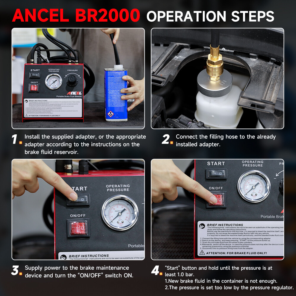 ANCEL BR2000 Brake Fluid Exchanger Improve Efficiency Brake Bleeder For Chrysler