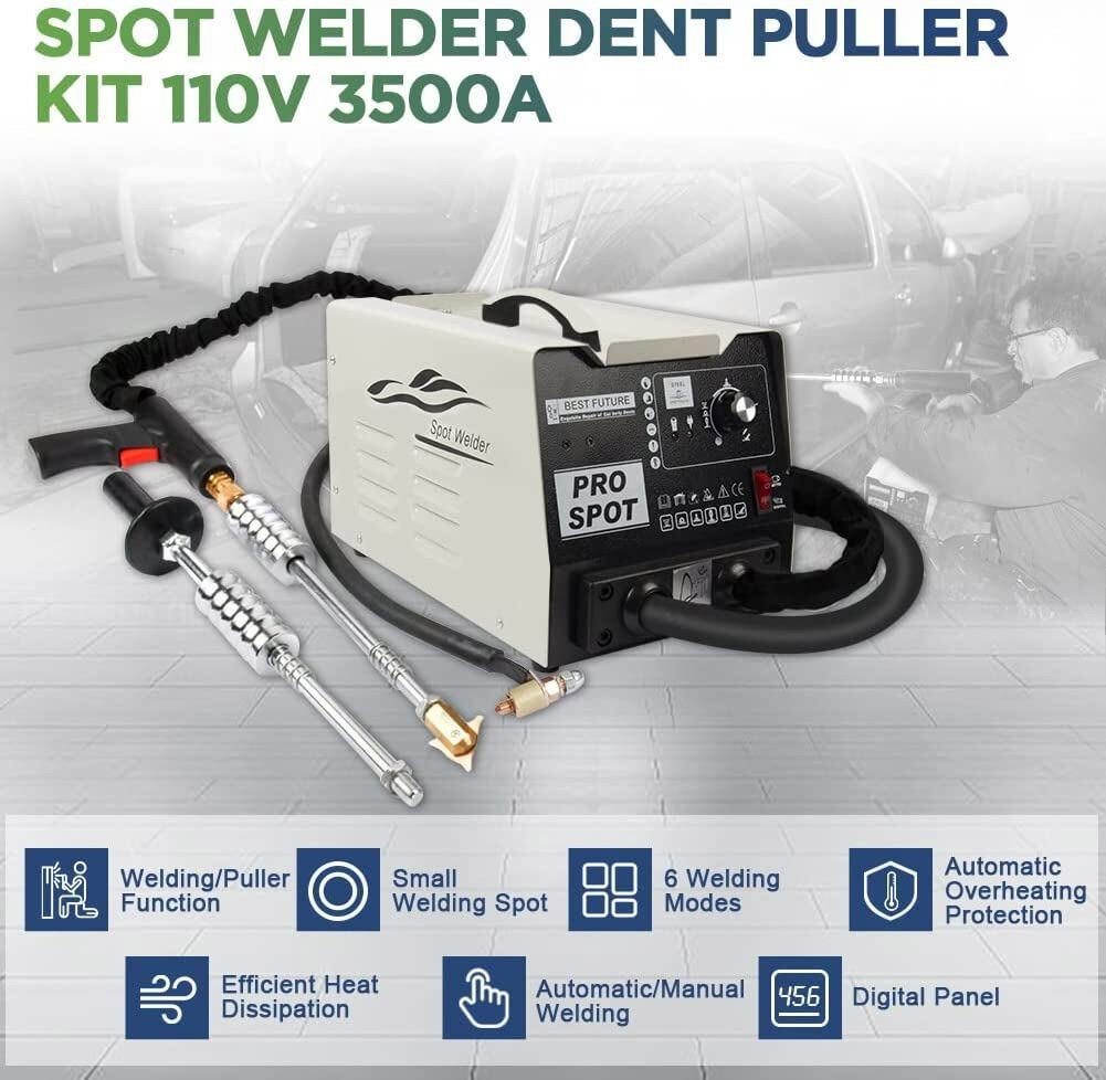 3800A Spot Welder Dent Puller Kit Car Body Repair Machine 6 Models Dent Removal