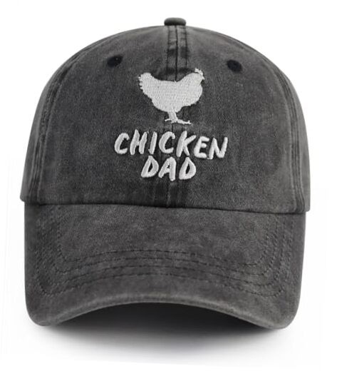 Chicken Dad Hat, Funny Adjustable Washed Cotton Embroidered Farm Cock Black