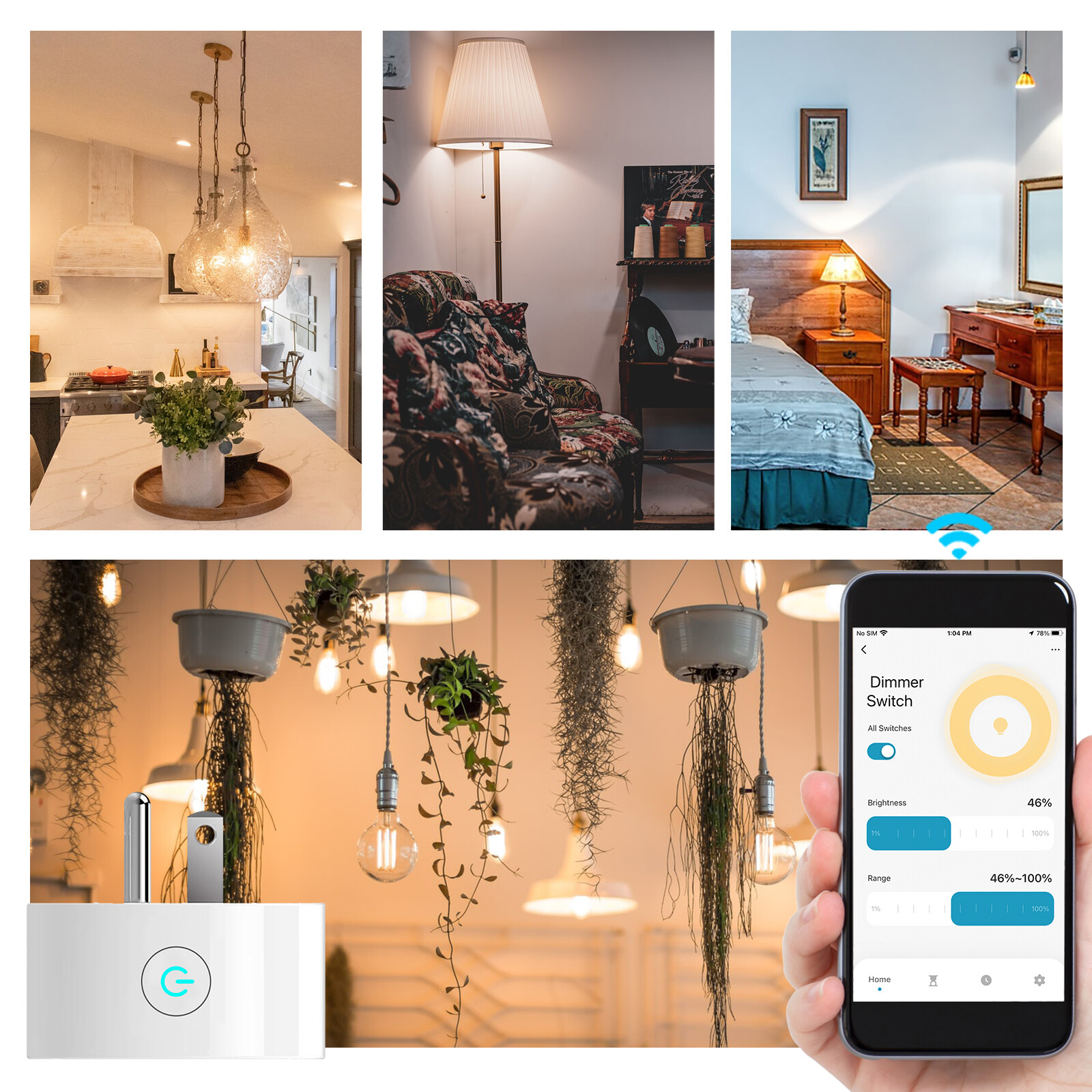 MOES WiFi Smart Power Dimmer Plug Switch Socket Outlet Timer Alexa Google APP