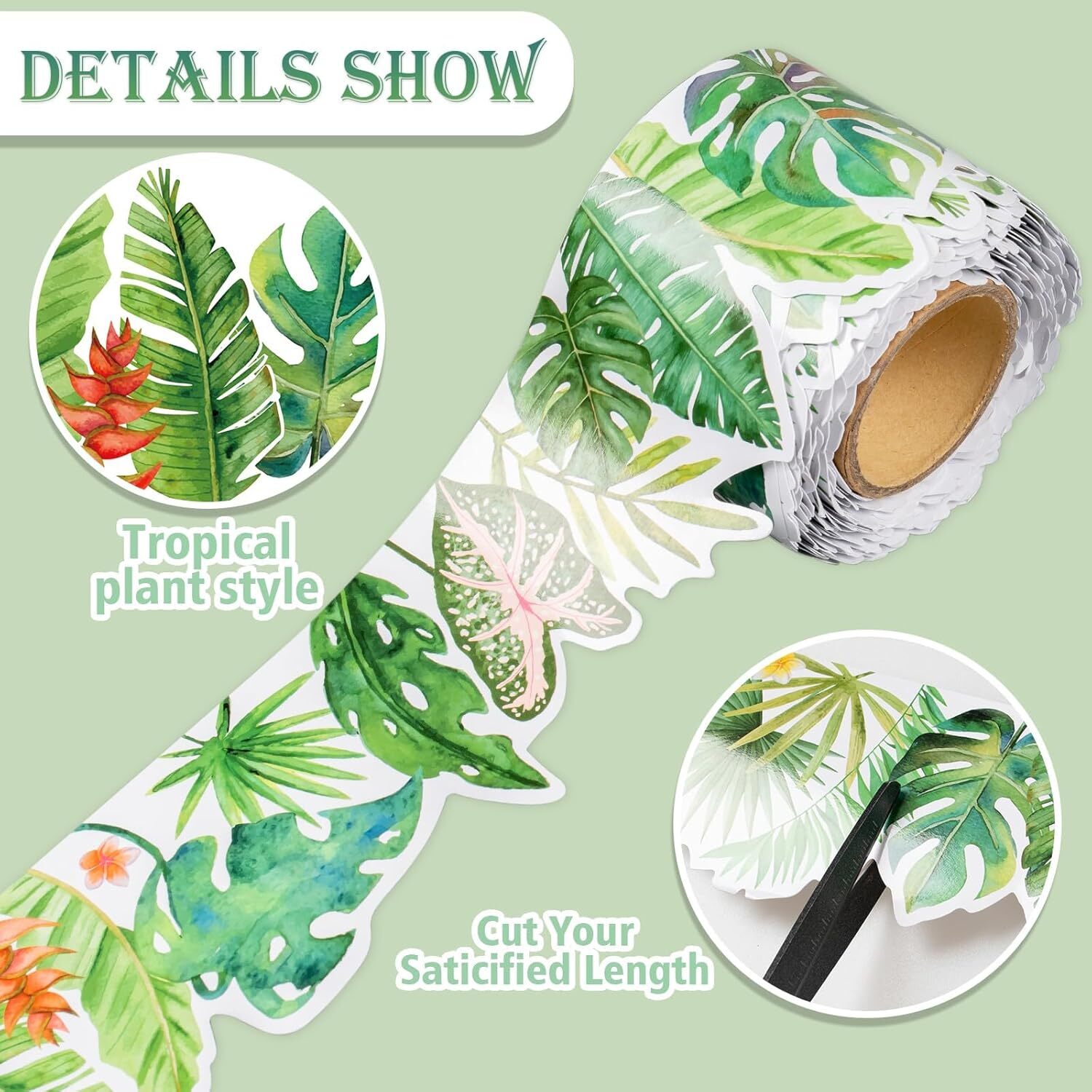 50ft Greenery Bulletin Board Border Decorations - Boho Die-Cut Green