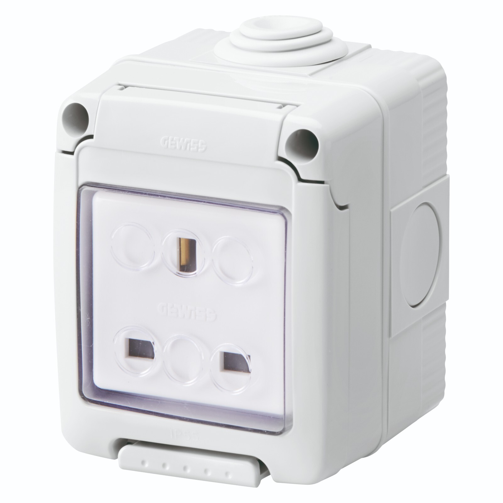 GEWISS GW27843 WATERTIGHT ENCLOSURE WITH SOCKET-OUTLET 2P+E 13 A - BS IP55 GREY