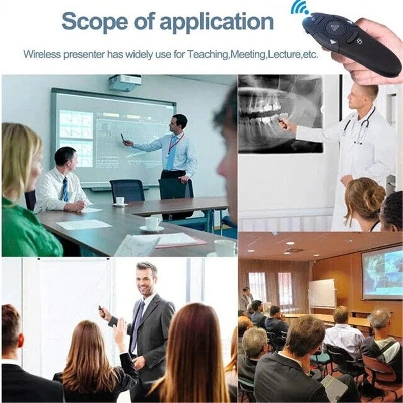 Wireless USB Presenter PowerPoint Pointer Clicker Pen Laser PPT Remote Control