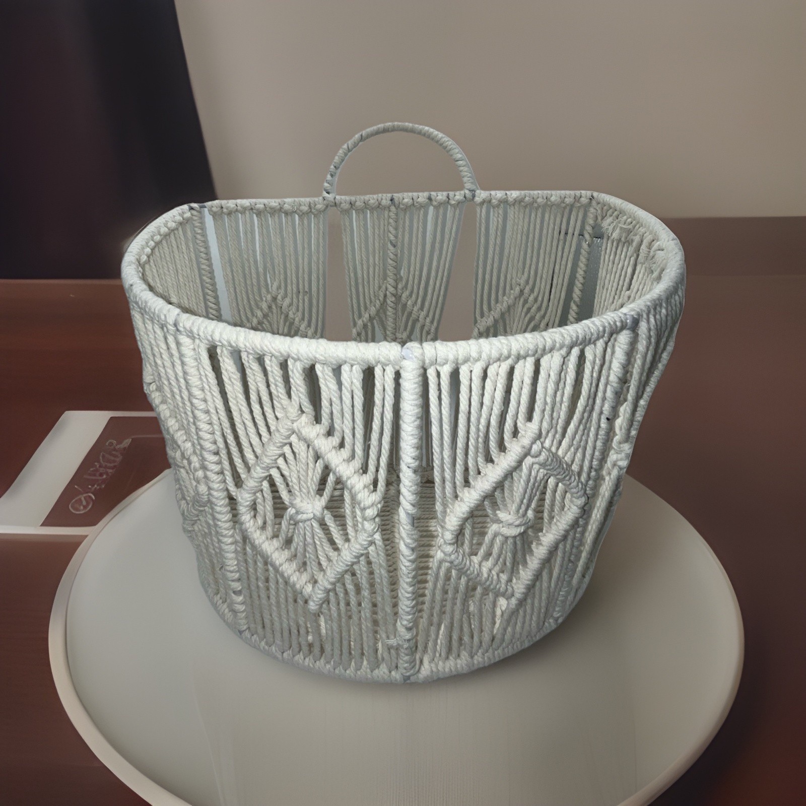 Ashland Macrame & Wire Hanging Basket Organizer EUC