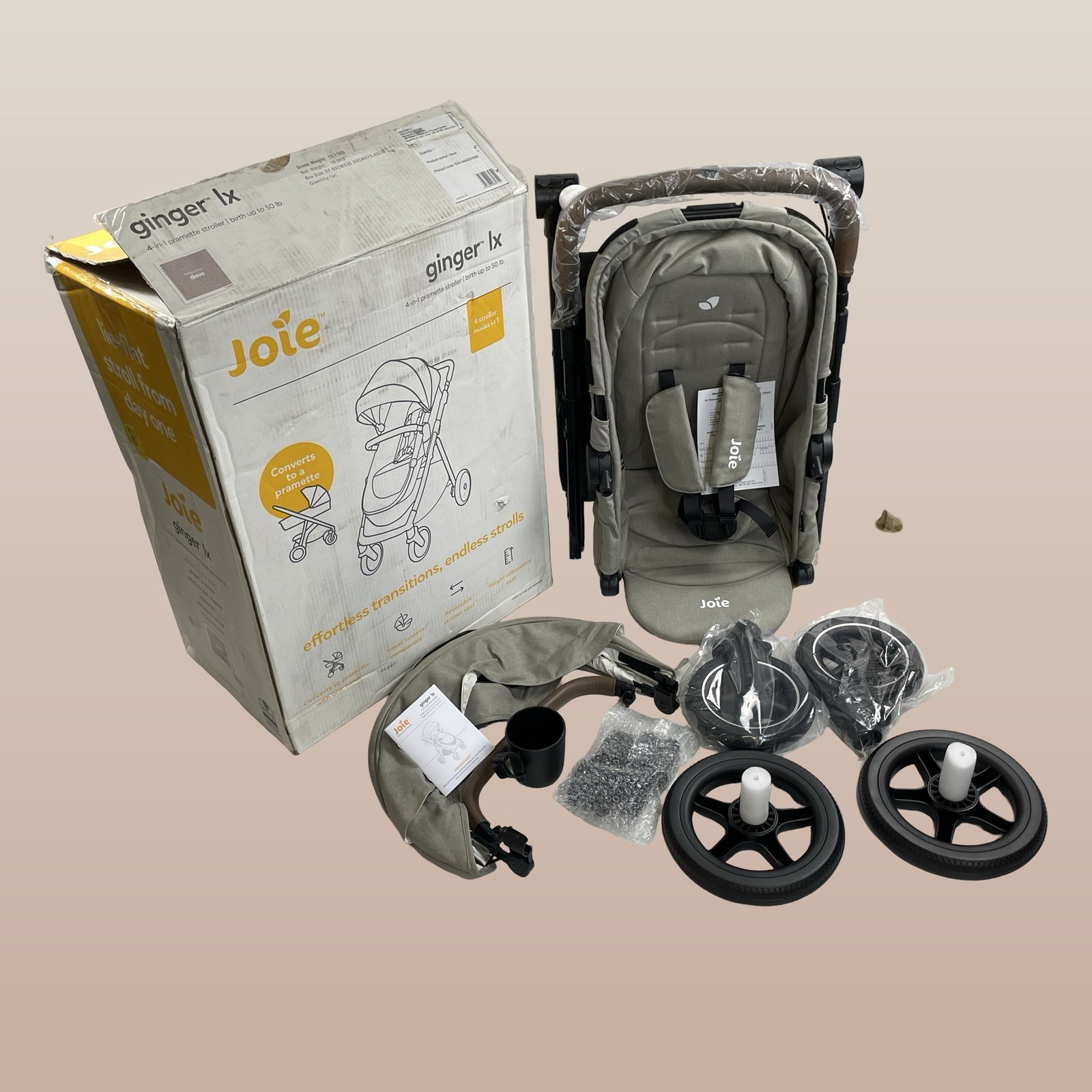 Joie Ginger LX 4-in-1 Pramette Stroller - Dove - S2414AADOV900 #OB9722
