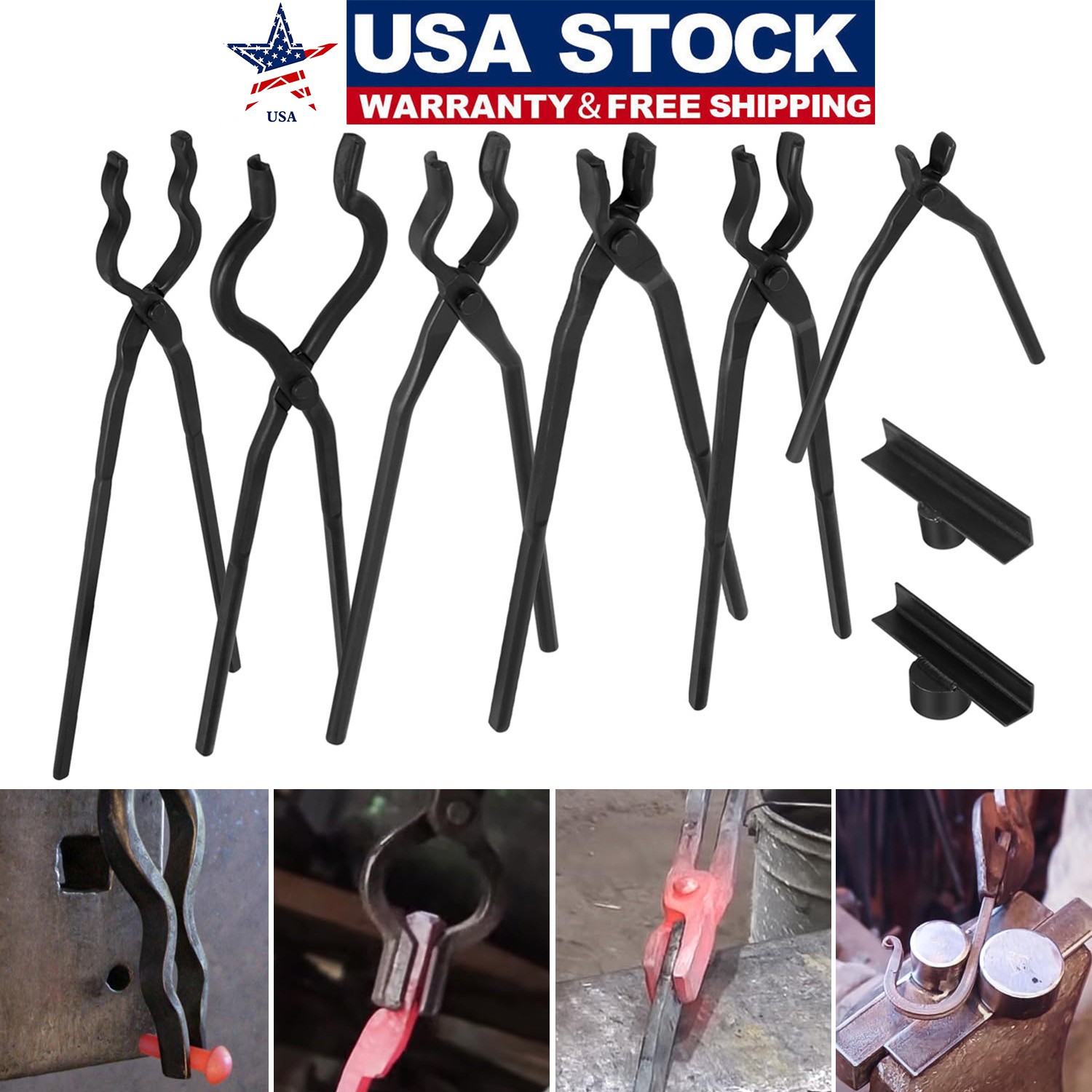 Blacksmith Tongs Railroad Spike Tongs Flat Jaw Tongs Bolt Tongs Pick-up Tongs