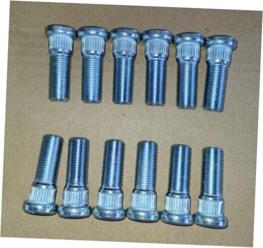12pcs Grade 10.9 Serrated Wheel Stud 1/2-20 Thread, 0.56"(14.3mm) Knurl