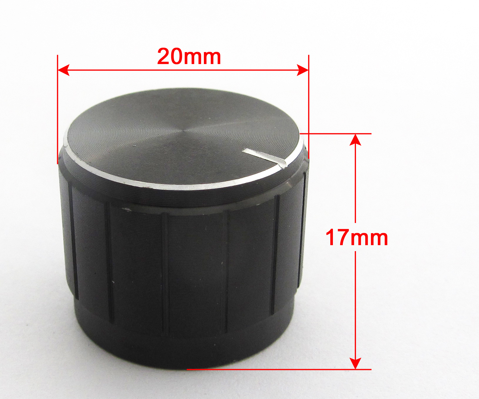 5pcs 20x17mm Black Circular Knob Aluminium Cover for Audio Volume Tone Control
