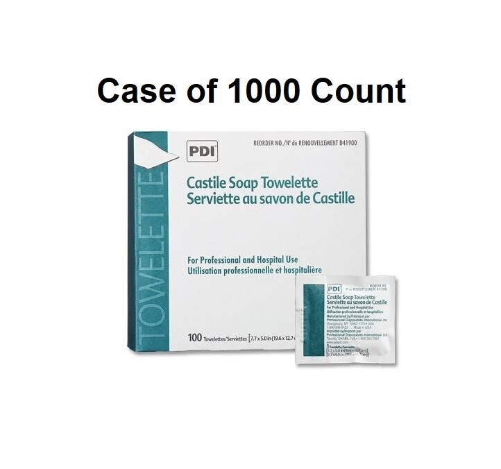 Case of 1000 - PDI Castile Soap Towelette 7.7" x 5" Individually Packet