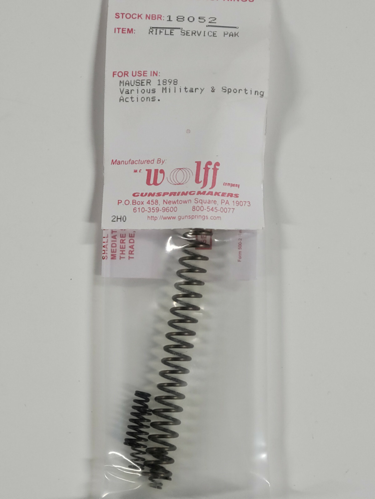 18052 WOLFF FITS MAUSER 1898 RIFLE SERVICE PAK - BRAND NEW - FREE SHIP!