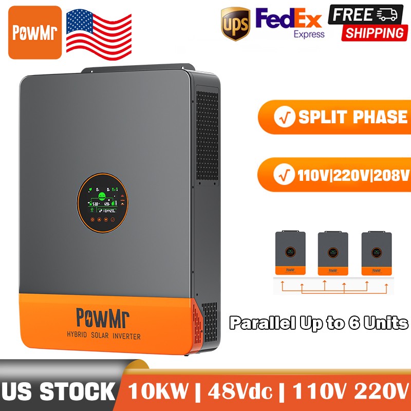 PowMr Solar Hybrid Inverter 10KW 48V 120V/240V 60Hz Split Phase 200A Controller