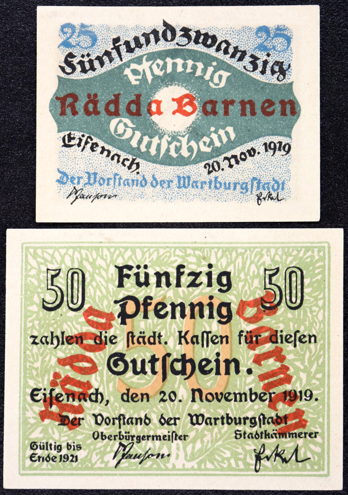 EISENACH 1919 XX-RARE Overprint "Rädda Barnen" Complete German Notgeld Dragon