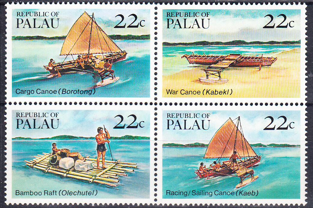 W PALAU 67-70a RAFT CANOE