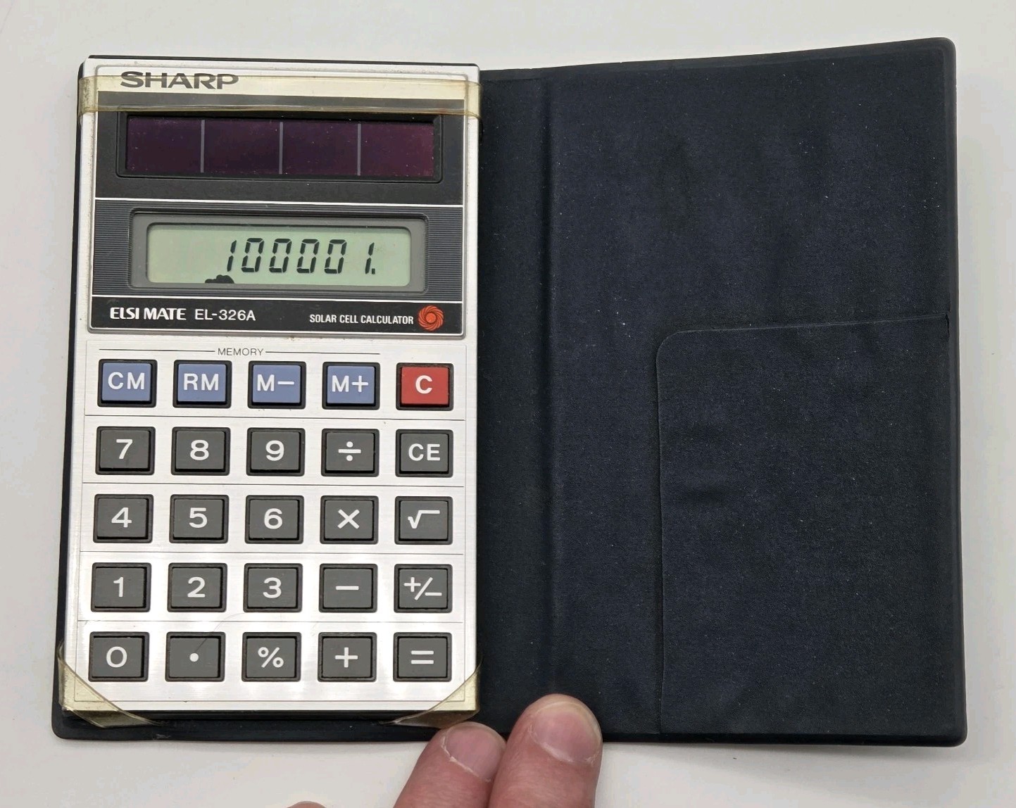 SHARP ELSI Mate EL-326A Solar Cell  Pocket Calculator & Case Tested Working VTG