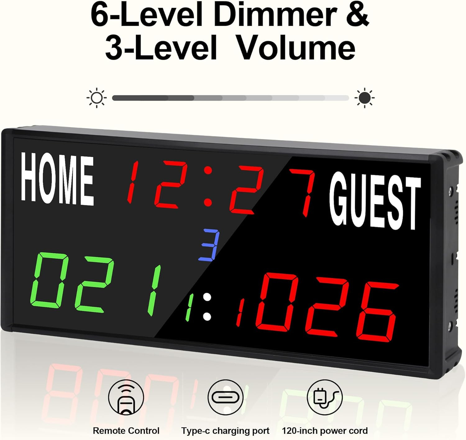 LED Electronic Scoreboard Digital Score Keeper with Remote/Timer/Shot Clock | Ba