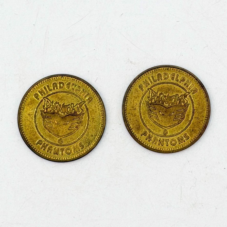 Lot of Two Philadelphia Phantoms Tokens Ice Hockey Vtg Discontinued Arcade