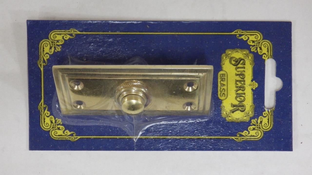 Rectangular contemporary brass 85 x 38 mm 12 V wired door bell,button 4128