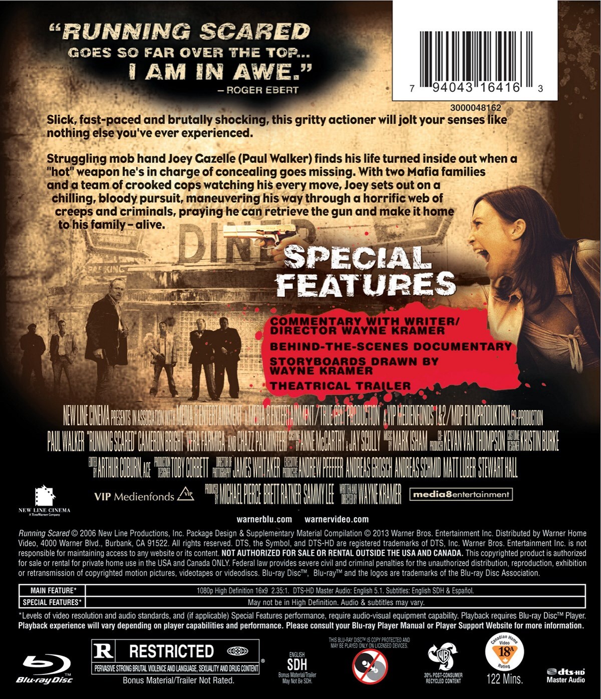 Running Scared Blu-ray Paul Walker NEW