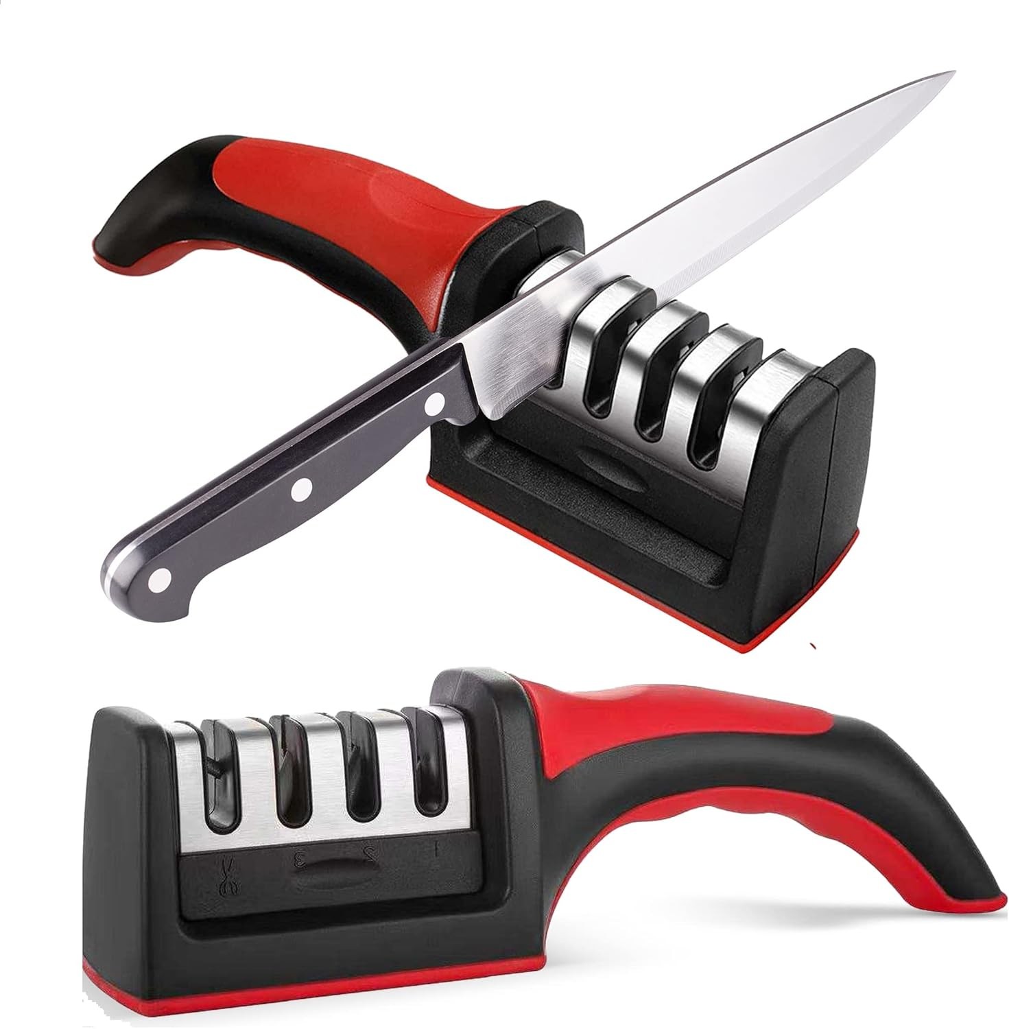 Knife Sharpeners for Kitchen Knives– Stainless Steel 4 In1 Kitchen Knife Sharpen