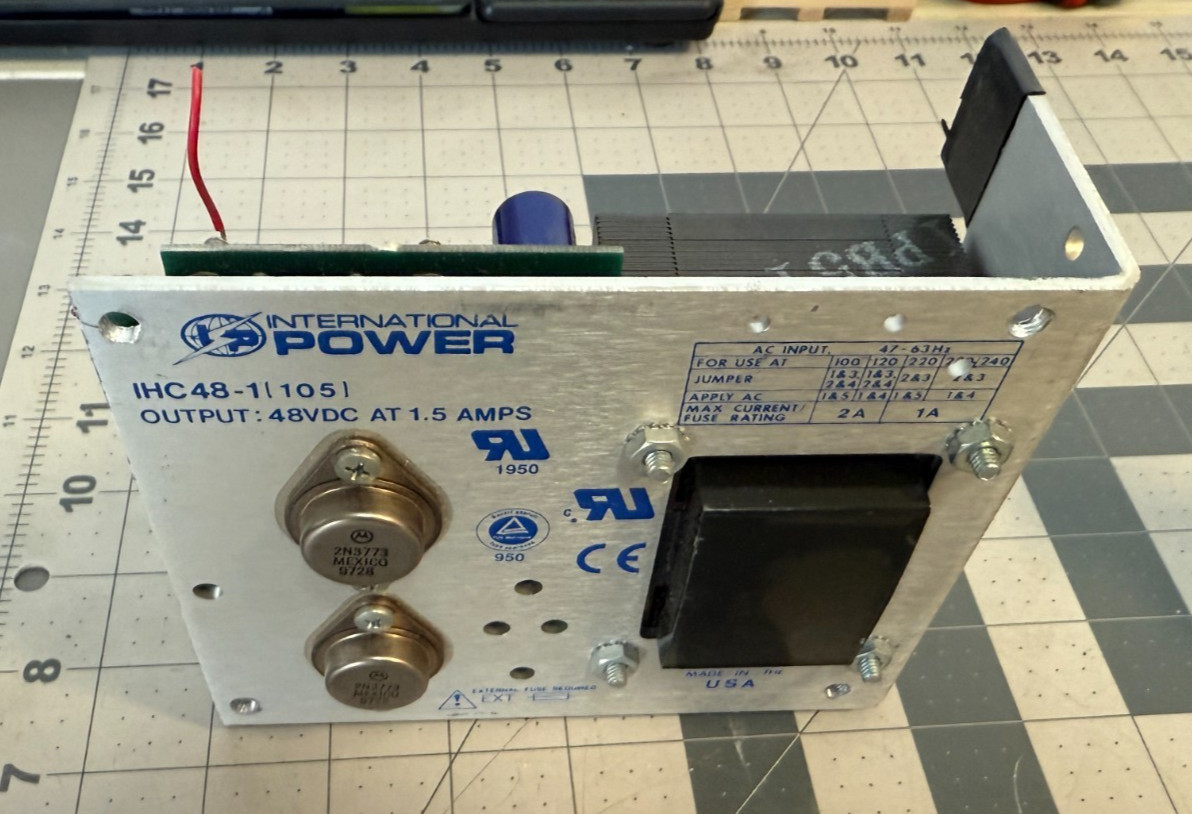 International Power IHC48-1 54803 Power Supply 48VDC 1.5AMPS