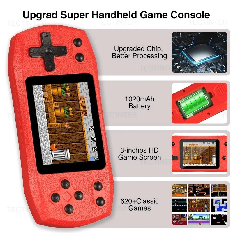 2.4" Retro Handheld Game Console 620 Built-in Classic Games Rechargeable