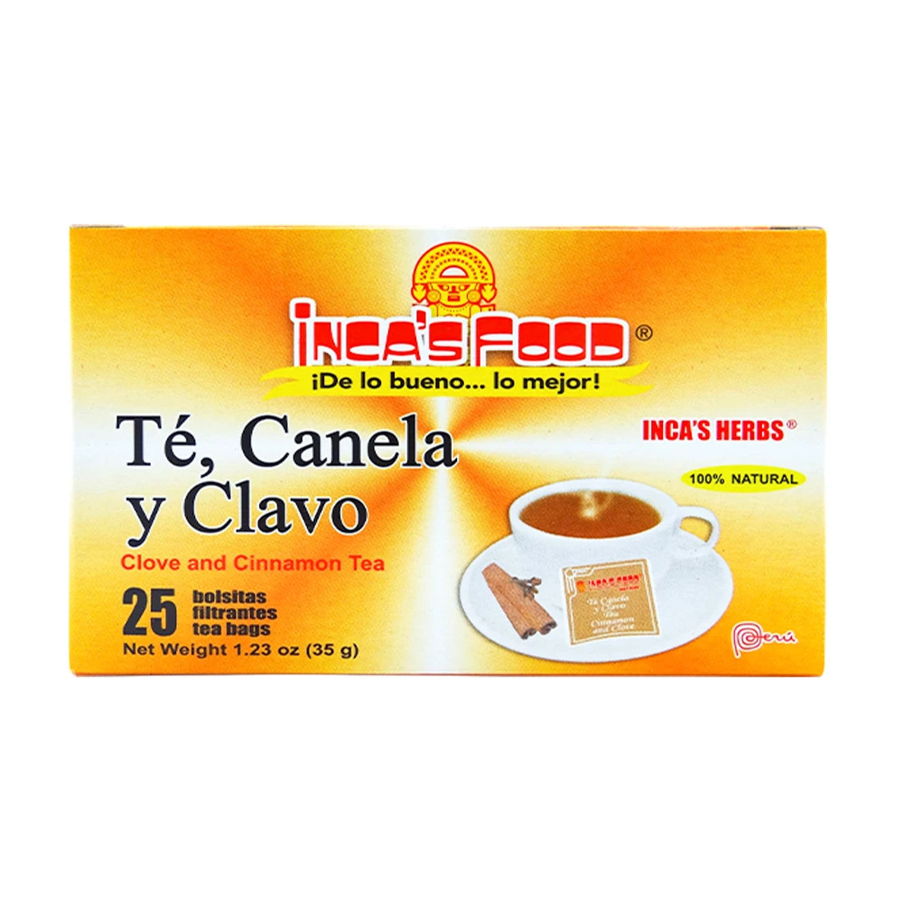 Inca's  Food Te Canela Y Clavo Clove Cinnamon Tea 25 Rea Bags Pack X. 2.  Cajas