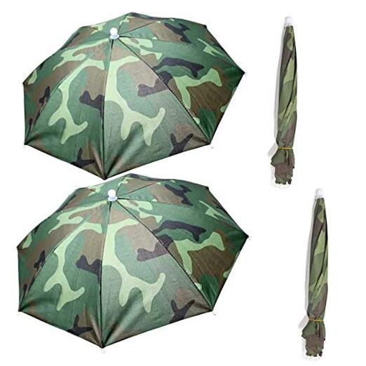 4pcs Camouflage Umbrella Hats,Waterproof UV Protection Sun Rain Cap,Hands Free