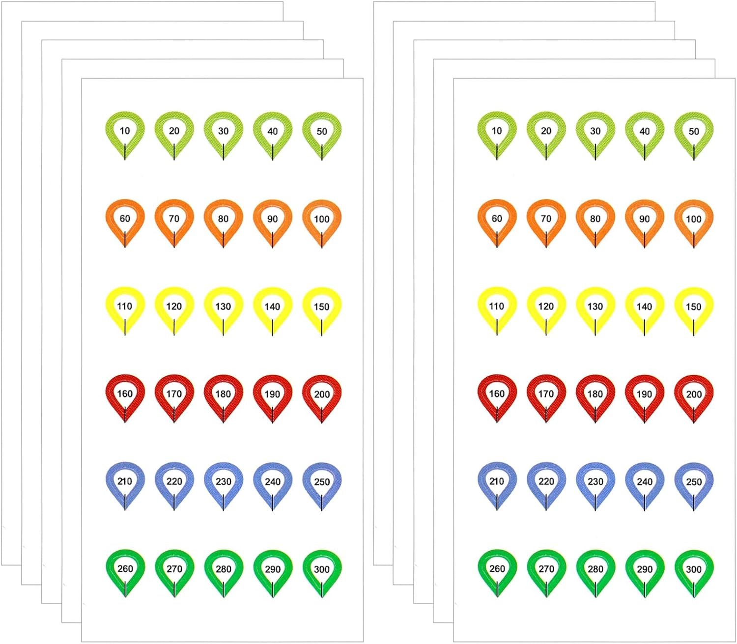 10 Sheet Color-Coded Turret Stickers, Waterproof Scope Range Decal Tags with 10-