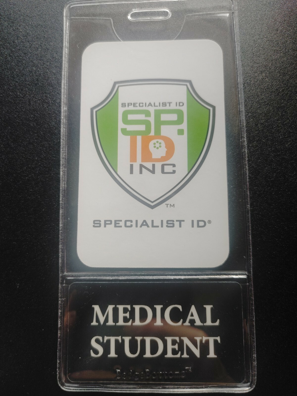 New MEDICAL STUDENT VERTICAL Badge Buddy BLACK Border Overhang Tag ID Card