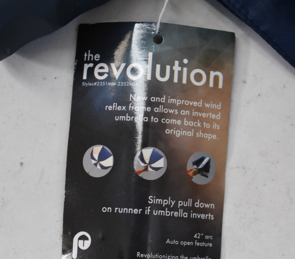 The Revolution Nylon BRANDED Navy Blue Umbrella 42" Arc