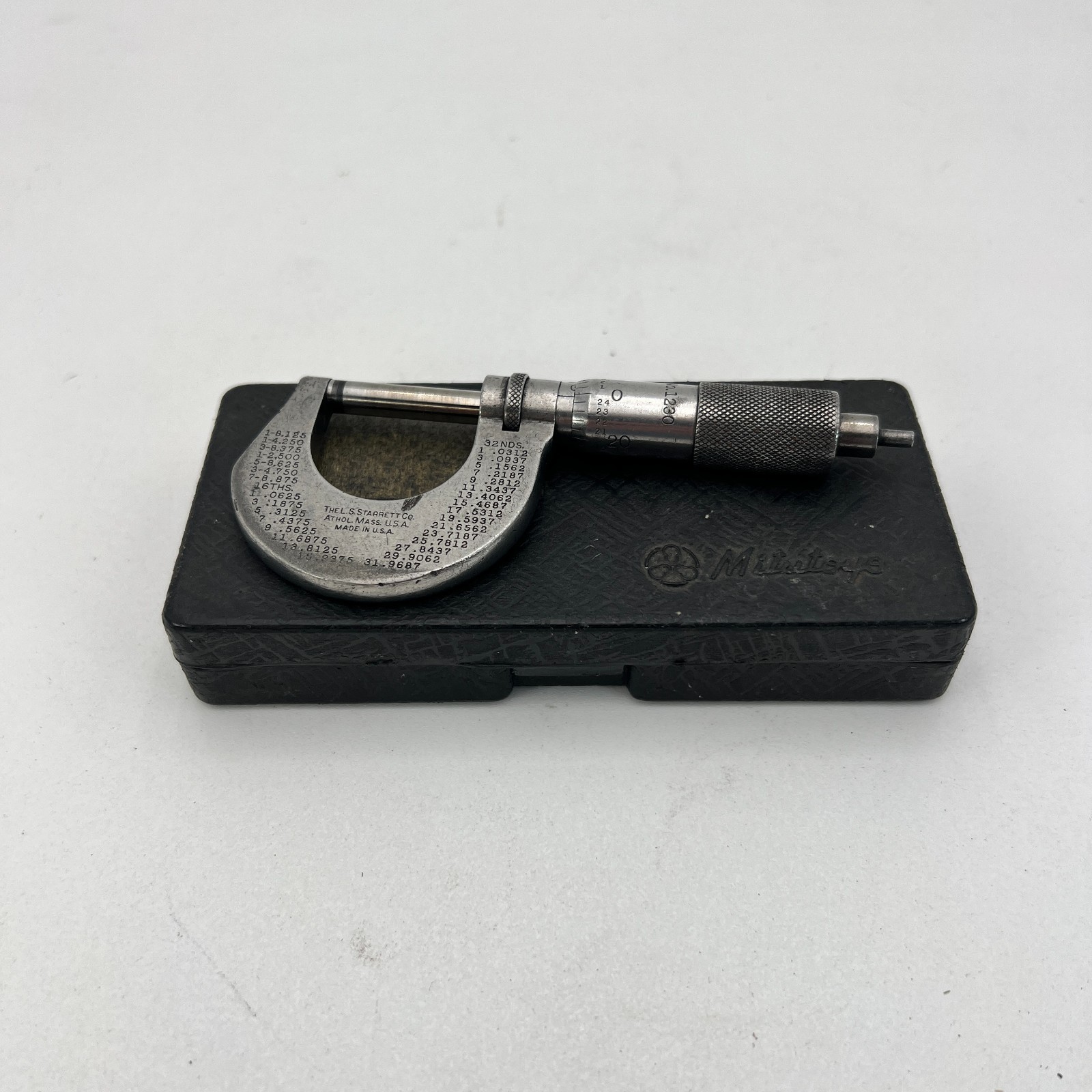Vintage Starrett Micrometer 1" No. 1230 0 to 1" Carbide Tipped .0001